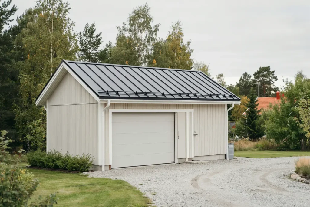 ny bandt ckning av pl ttak p garage i rimbo norrt lje